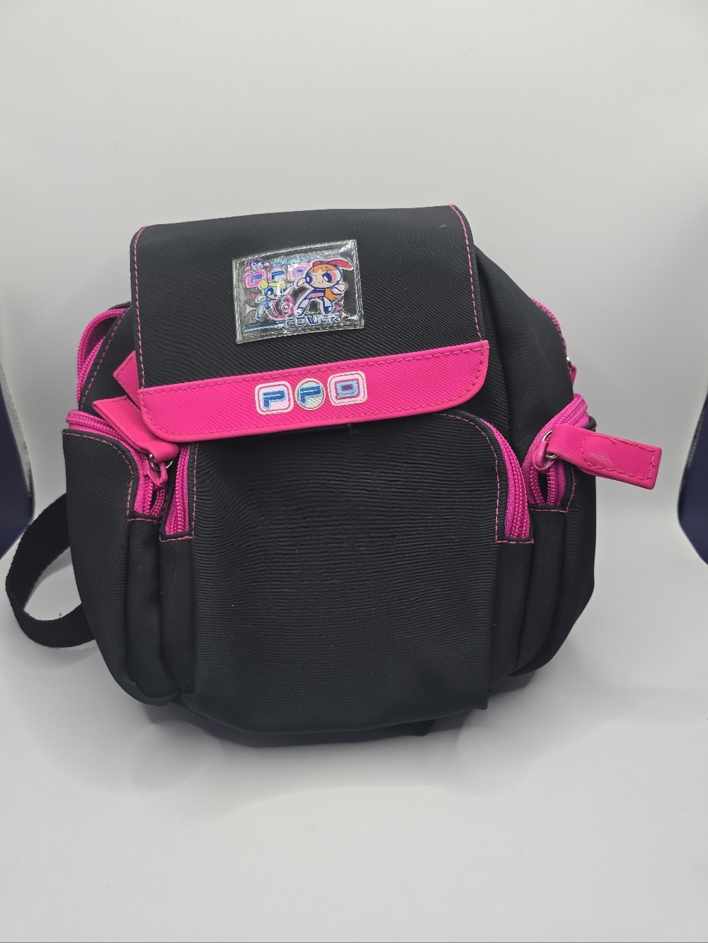 Y2K Powerpuff Girls Cartoon Network Mini Backpack PPG Black Hot Pink